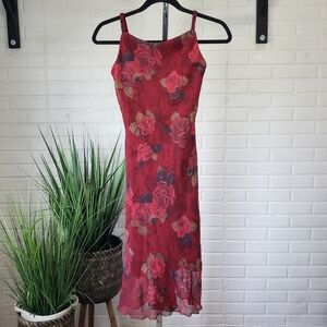 CL🚨 City Studio 90's Red Floral Mini/Midi Dress size 3 or Xtra Small